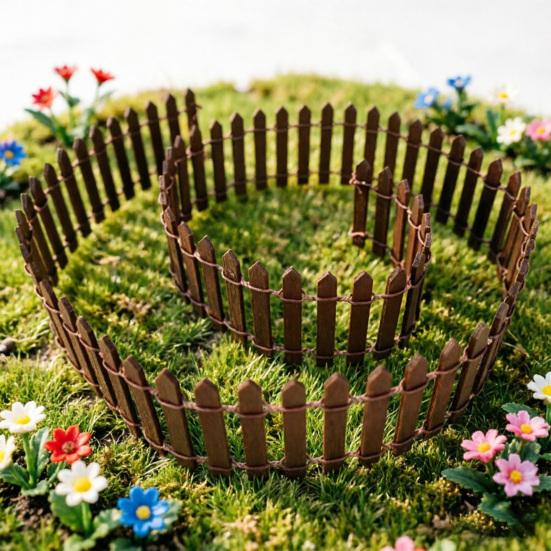 35 Inch Long Mini Fairy Garden Fence Small Wood Decorative Picket Fence Miniature Micro Landscape Ornaments for Dollhouse DIY Crafts Plant Pot Decor