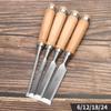 Set of 4 Chisels for Chrome Vanadium Excellent Professional Grade Carpentry, 6/12/18/24mm, Steel, Sharpness,