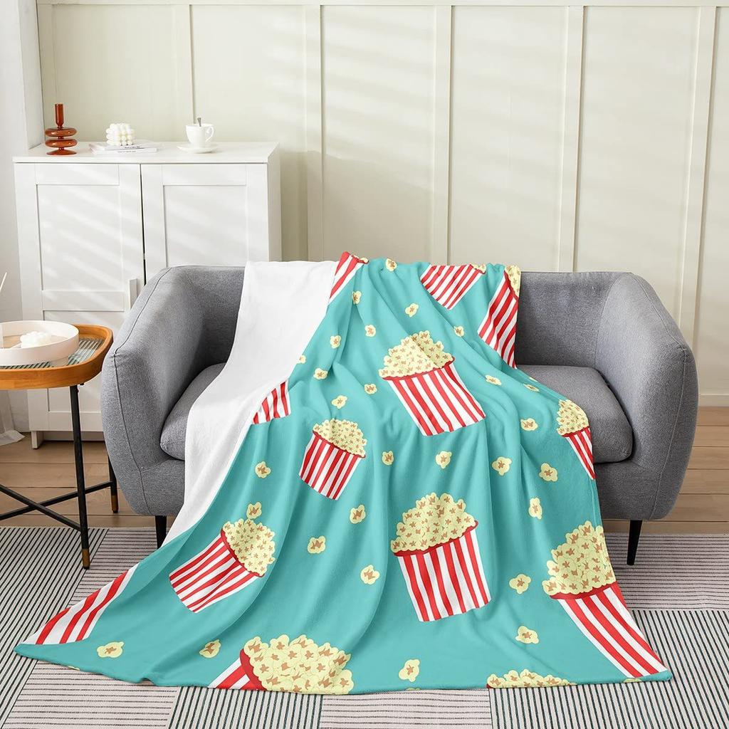 Popcorn Pattern Series Printed Blanket for Sofa Bed Travel Camping Living Room Office Conditioning Blanket for All Seasons Gifts