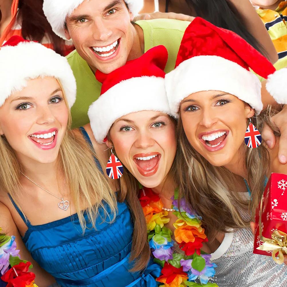 1 Pair Union Jack Earrings Celebration Dangle Earrings British UK Flag Eardrops Dangle Round Earrings for Celebration