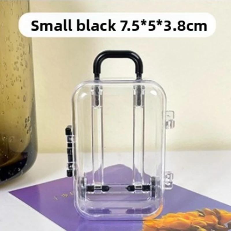 Новый прозрачный мини-чемоданчик сверхмаленький ящик для хранения минималистичный органайзер для украшений настольный органайзер домашнее украшение подарок для девушки чёрный 1230₽