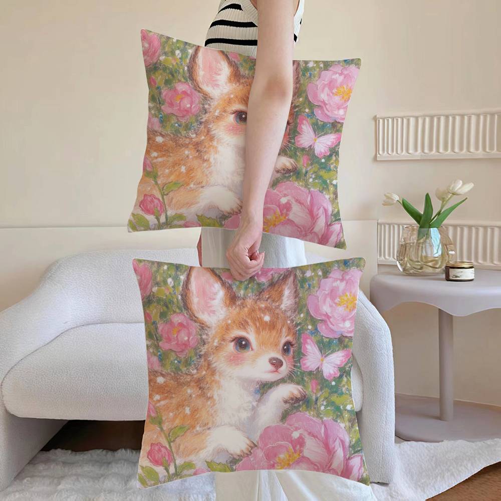 Oil painting style Anime Pillow Case Anti-dustmite Pillowcase Invisible zipper silky Sofa cushion cover