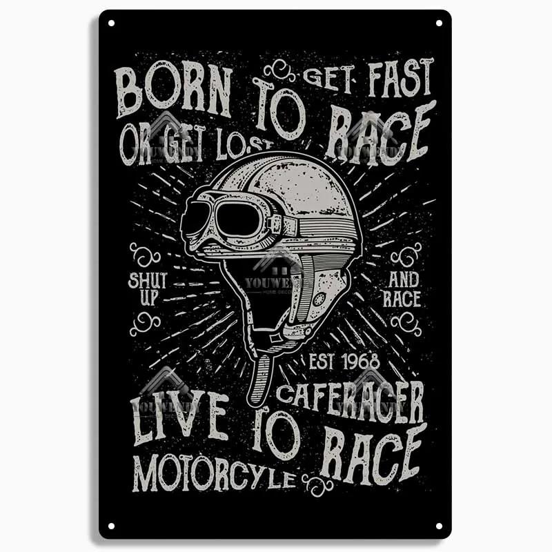 Born to Ride Motorcycle Tin Signs, Retro Metal Sign Plaque, Vintage Wall Decor, Garage, Bar, Man Cave, Decorative Plate