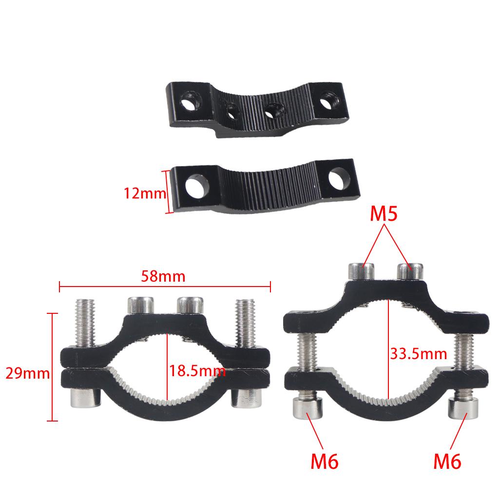 Handlebar Cycling Clip Clamp Bike Flashlight Torch Mount Dual M5 M6 Mounting Screw LED Head Front Light Holder Clip CNC Optional