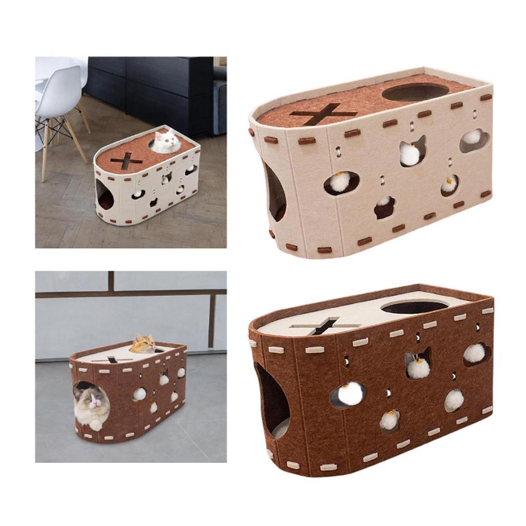 Cat House Furniture Protection Scratch Pad Wear Resistant with Interactive Peek Hole Breathable Pet Accessory for Multiple Cats