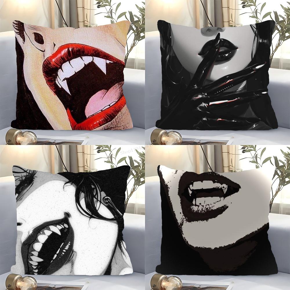 1 szt. Vintage Horror Wampir Poszewka na Poduszkę Kwadratowa Sypialnia Sofa Wypoczynek Komfortowa Poduszka Samochód Salon Dekoracja Domu