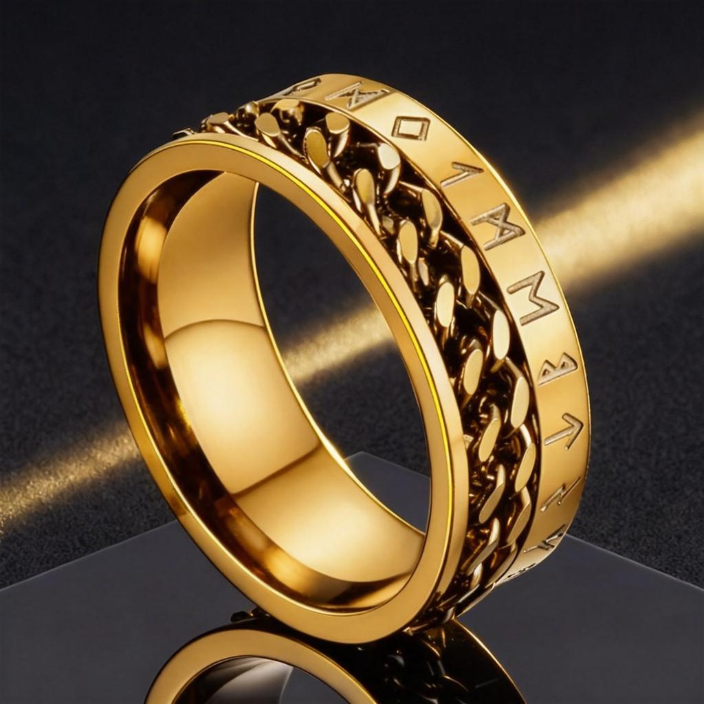 Boys Fashionable Stainless Steel Ring Does Not Fade Ins Wind Chain Rotation Rotation Decompression Titanium Steel Ring Element Ring