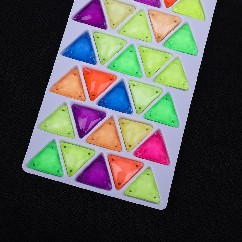 Neon Fluorescent Triangle Hand-Sewn Drill, Glass Rhinestone Flat Buckle Diy Accessories Clothing Wedding Materials Accessories