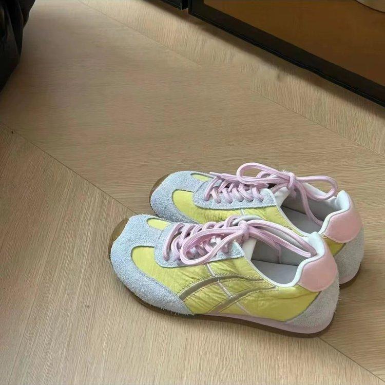 

Soft leather version~ Dexun shoes women s 2025 spring new retro lace-up versatile casual shoes round head color matching Forrest Gump shoes 35 жёлтый