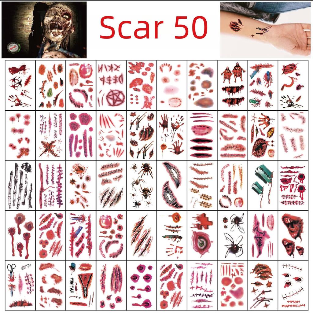 Halloween Bleeding Bite & Tooth Mark Scar Stickers for Face