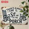 Vintage Tin Wall Sign Time To Sit On Porch Decor Metal Art Home Gift