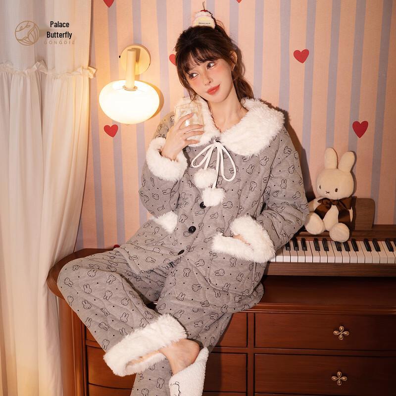 Miffy Women s Padded Thermal Flannel Pajama Set M
