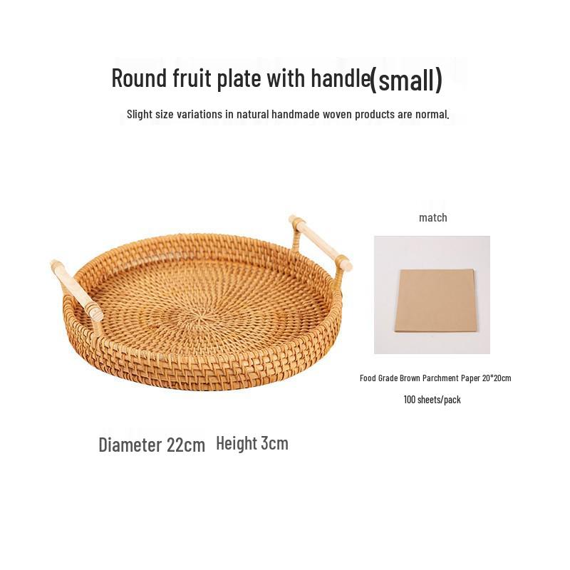 Panier à pain et à fruits en rotin tissé à la main - Plateau en bambou pour rangement et décoration de la maison