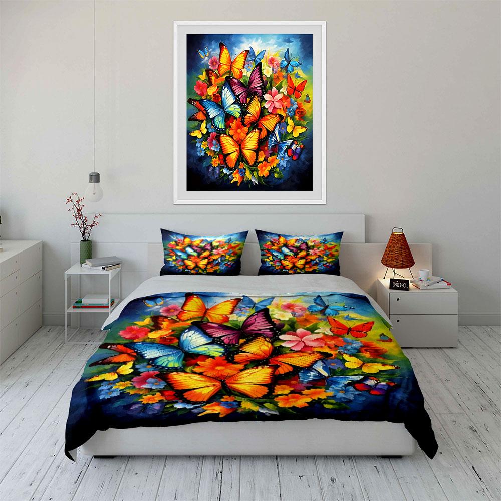 Butterfly Floral Decor Set Multiple Sizes Kid'S And Adults' Bedroom Exquisite 3Pc Bedding Set, Gift