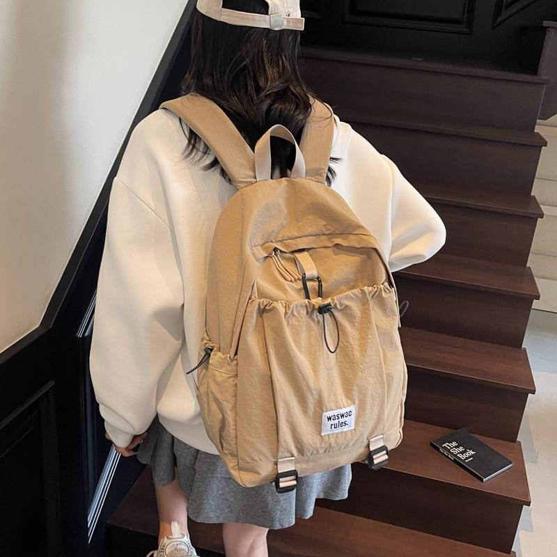 Schoolbag Canvas Backpack Women's Large Capacity Casual Korean Edition Student Class School Bag Simple Trend Mountaineering Bag Travel Backpack