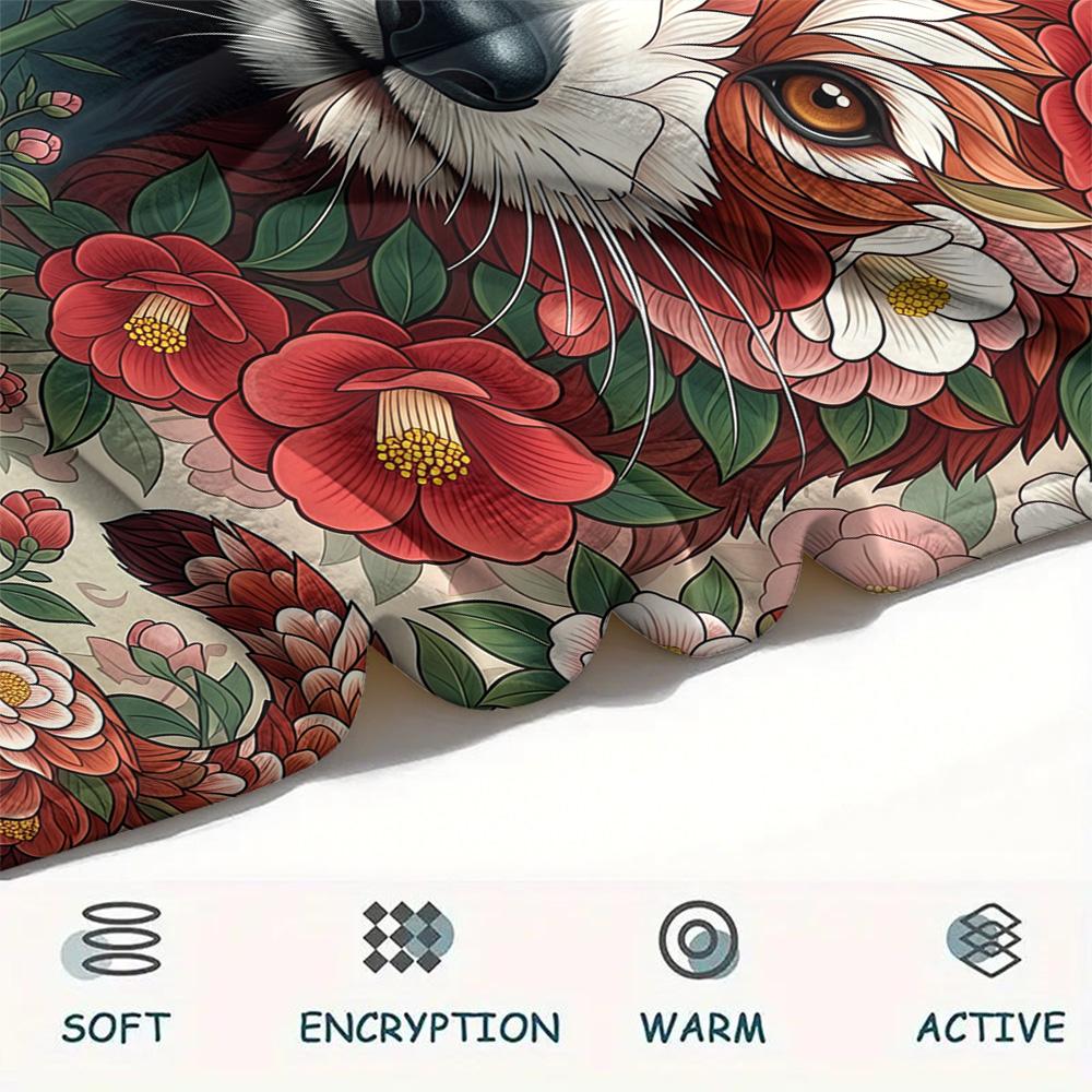 1PC Cute little panda Print FlAannel Blanket, High quality Comfortable for All Seasons, Home Decor, Warmth and Comfort