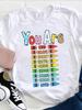 Women'S Crayon Teacher T-Shirt - You Are Kind, Brave, And Smart - Casual Round-Neck Lettered Tee, Ma