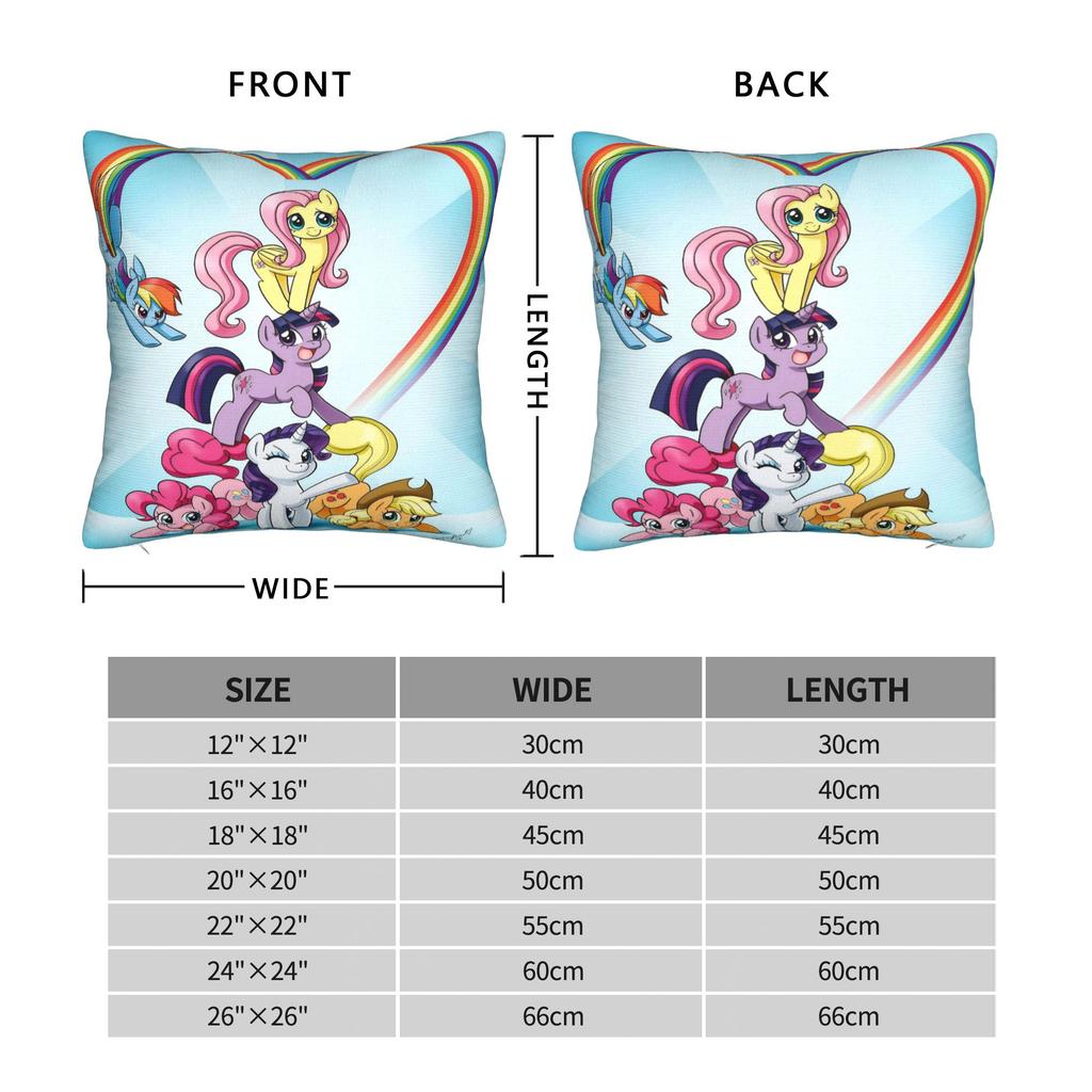 Cute M-My Cartoon P-Pony L-Little Pillow Cover Rainbow Novelty Pillow Case For Sofa Home Decor Soft Pillowcases Gift