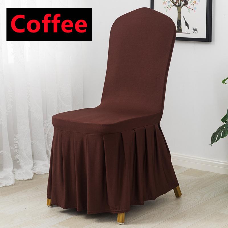 New 6-1PC Wedding Chair Cover Party Decoration Spandex With Skirt Pleated Use Elastic Stretch Dining Birthday Hotel Banquet Gift