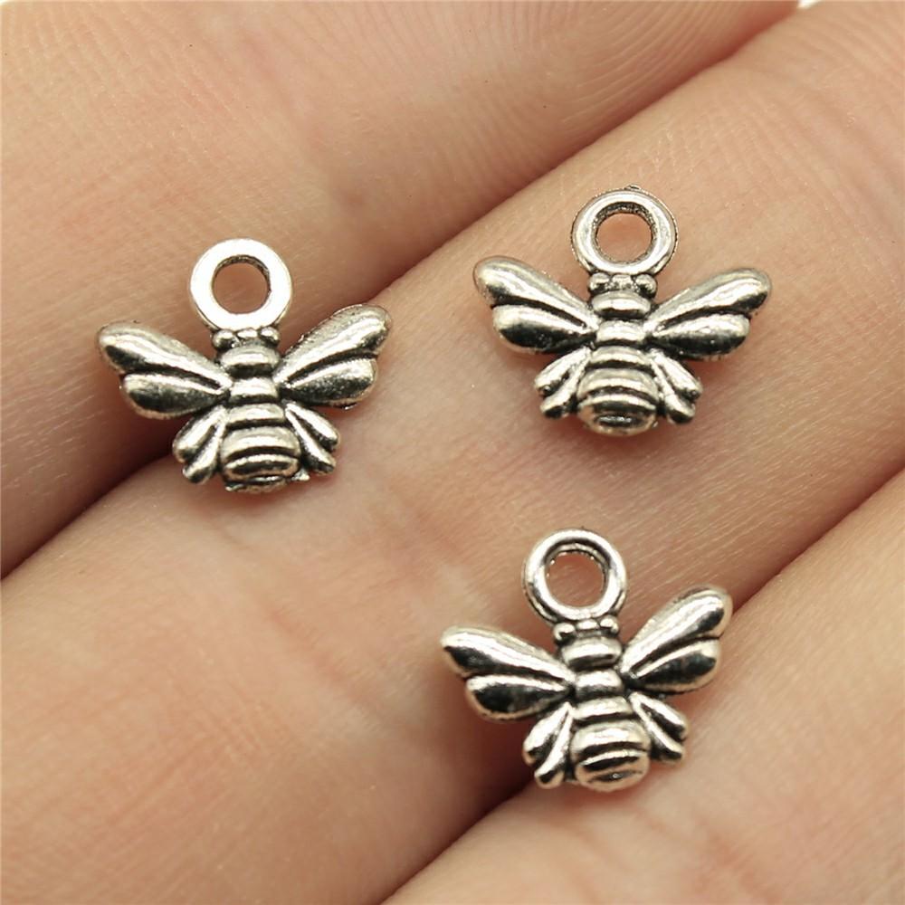 20pcs Charms Bee Tibetan Bronze Silver Color Pendants Antique Jewelry Making DIY Handmade Craft