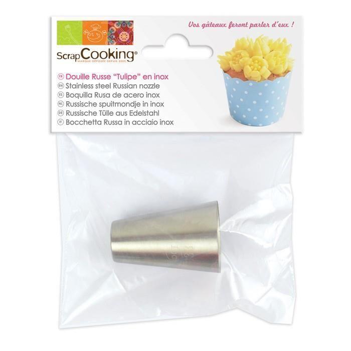 Douille pâtissière - ScrapCooking - Tulipe - Inox - Ø1,8 x Ø3 x H4 cm - Facile à nettoyer