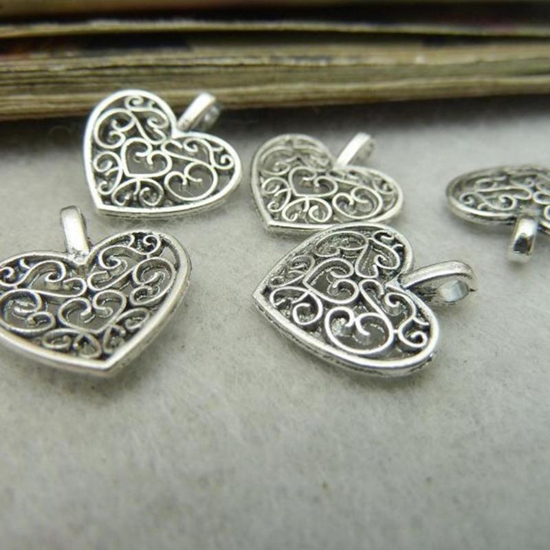 Vintage Alloy Heart Charm Pendant For Handmade Necklace Jewelry Accessories Lightweight Crafting Supplies