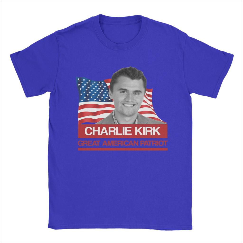Charlie Kirk T-Shirt für Herren 100% Baumwolle Lustige T-Shirts O-Ausschnitt T-Shirts Kurzarm Kleidung Grafik
