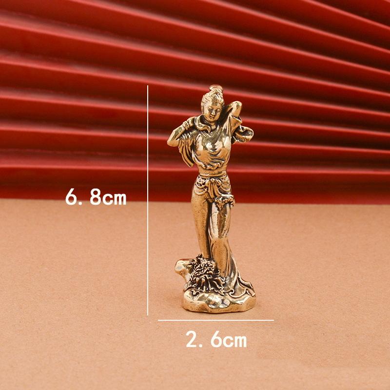 1Pc Brass Retro Beautiful Wizard Characters Figurines Brass Halloween Witch Small Statue Ornament Desktop Home Decoration Crafts