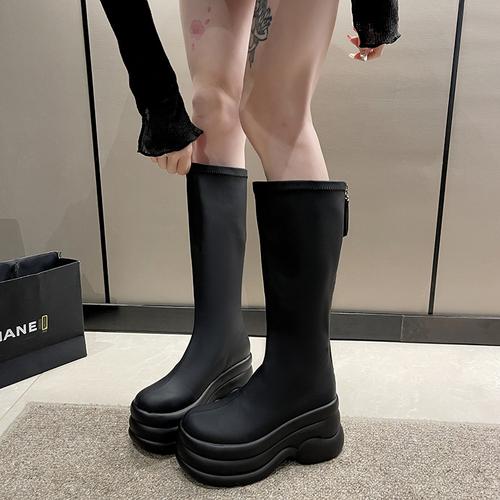 мода Новые Зимние Женские Длинные Сапоги-носки 8 см Высокая Платформа Каблук Женские