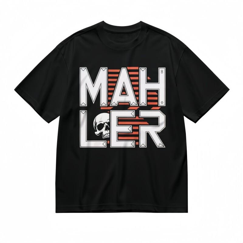 

Men s T-shirt With Angular White Letters and Skull Graphic Unisex Black Cotton Tee S