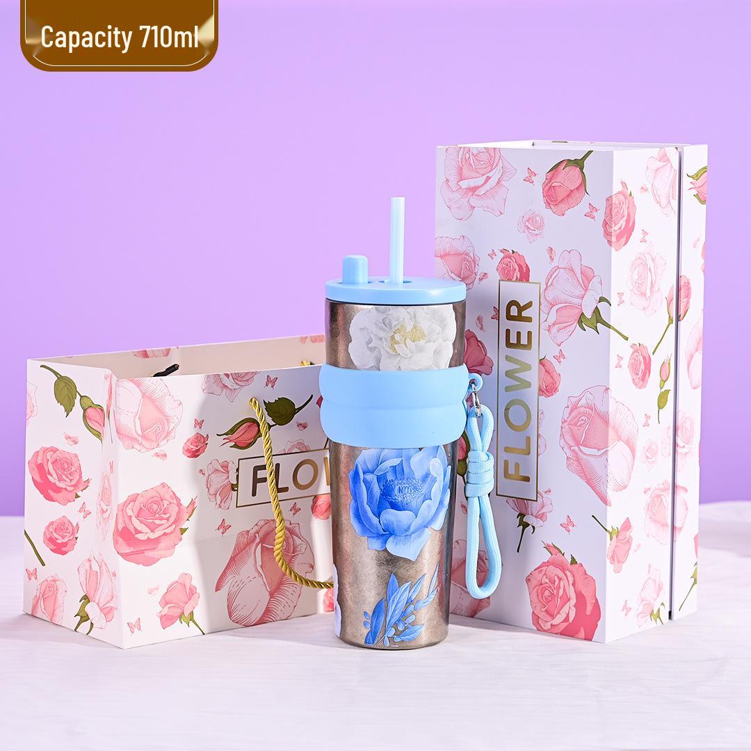 Blooming Titanium Insulated Ice Buster Cup – Large Capacity, Portable with Car Handle & Rope 710ml