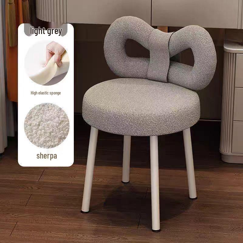 Light Luxury Influencer Makeup Stool & Dressing Chair - Cream Style