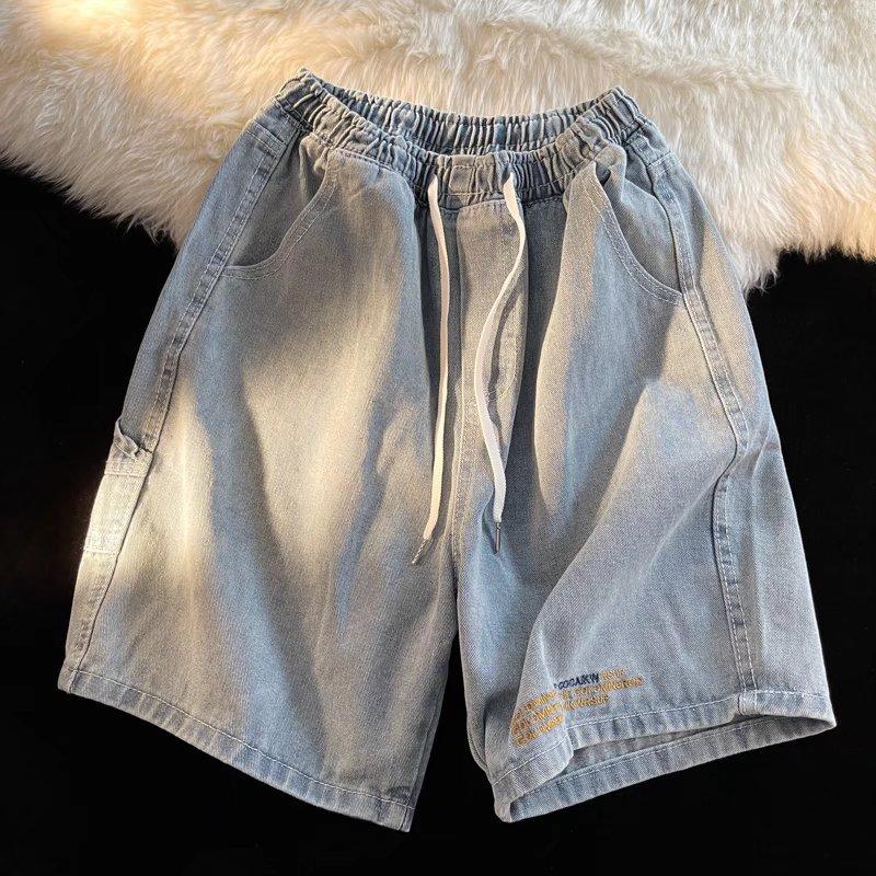 

JYL Men s Denim Shorts Summer Cargo Vintage Washed Loose High-Street Denim Pants 2XL бронзовий