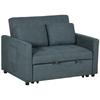 Loveseat Sofa Bed, Convertible Bed Settee with 2 Pillows, Side Pockets, Charcoal Grey