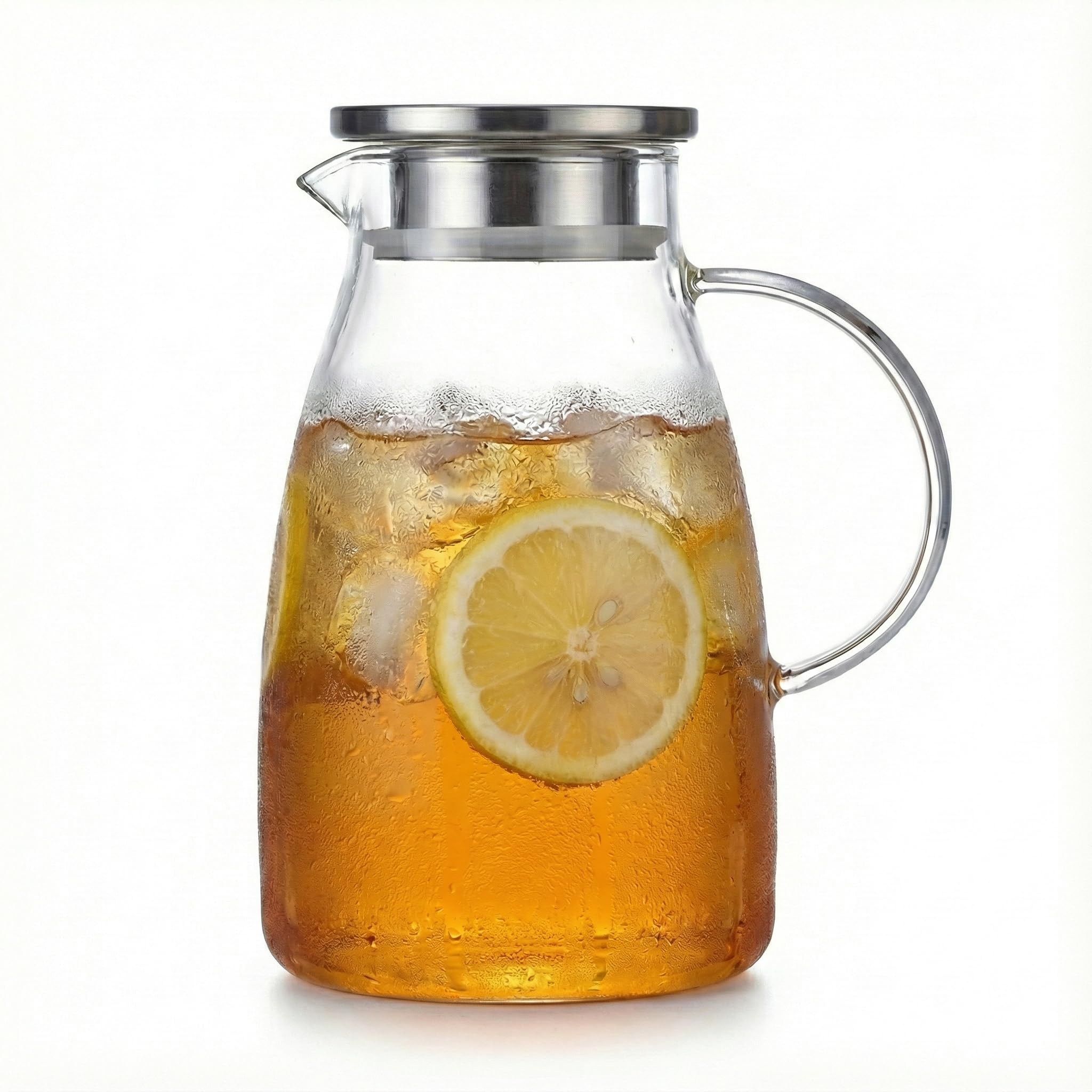 Qrit Glass Teapot [Food Sanitation Law Compliant] with Spout Filter, Strainer, Heat Resistant, Shatterproof Glass Kettle, Suitable for Direct Heat, Mi