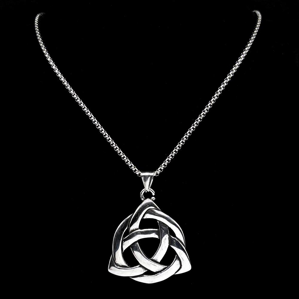 Aesthetic Hollow Infinity Trinity Knot Pendant Necklace for Women Men Stainless Steel Witch Celtic Irish Knots Chain Jewelry