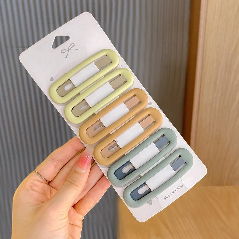 6 Square Hairpins BB Clips Frosted Color Hairpin Headgear Women's Bangs Side Broken Hair Clips Hair Accessories