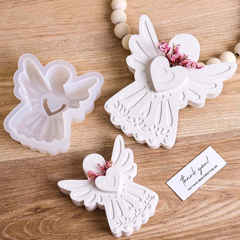 Love Angel Silicone Candle Mold DIY Home Decor Ornaments Making Kit Plaster Resin Flower Arrangement Craft Gifts Casting Molds