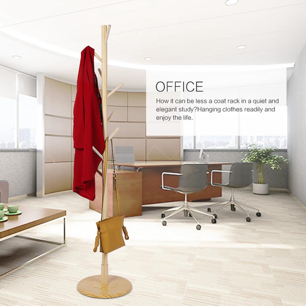 Wooden Hanger Floor Standing Coat Rack Home Furniture Clothes Round Base Rack (Wooden Color)