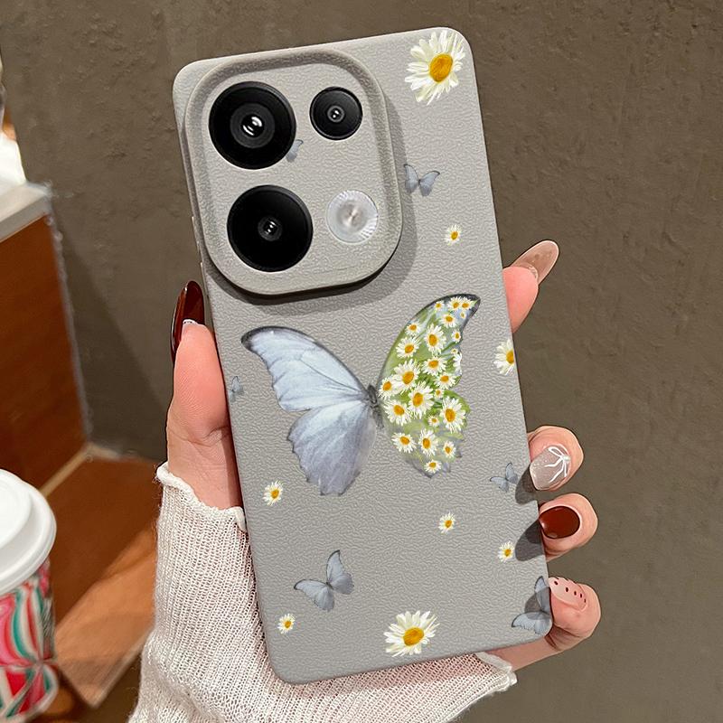 

Чехол из матовой кожи TPU с принтом цветов и бабочек для Xiaomi 13T Poco X6 M6 Pro Redmi Note 14 Pro 13 12 11 10 Pro, тонкий, мягкий, противоударный чехол для телефона Redmi Note 14 Pro+ 5G темно серый