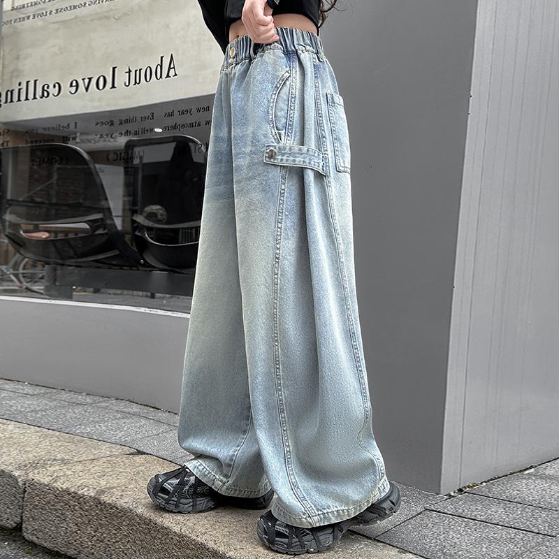 Loose Style Tween Girl Fashion Baggy Jeans Harem Pants for Kids Child Street Denim Trousers