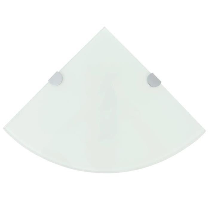 VidaXL Étagères d'angle 2 pcs et supports chromés Verre Blanc 35x35 cm