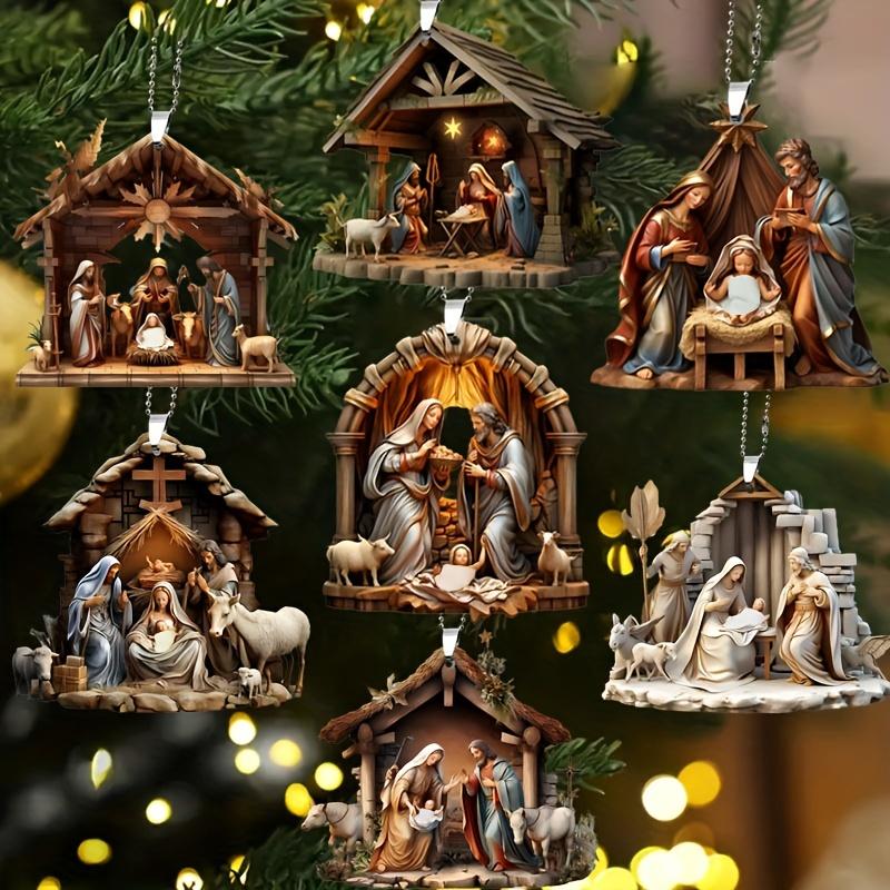 7-Piece Christmas Decoration Set - Nativity-themed Decor for Home and Holiday Parties Christian New Year Decor Car Interiors