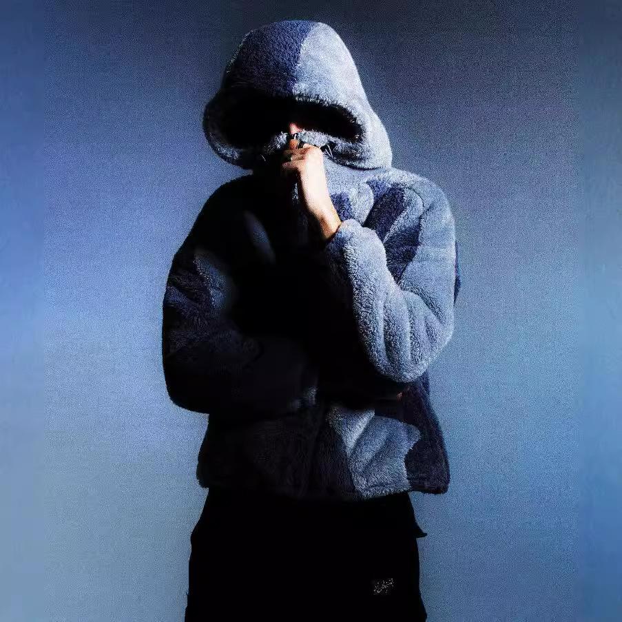 Podzimní a zimní prošívaná osobnostní pouliční teplá bunda s kapucí s dlouhým rukávem volného střihu