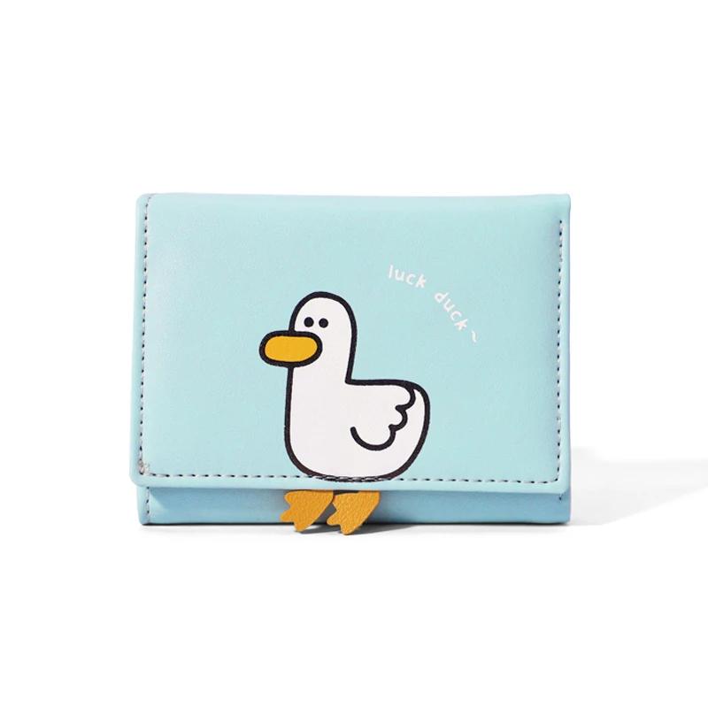 Creative Cartoon Luck Duck Design Women Wallet PU Leather Card Holder Short Fold Wallets Purse