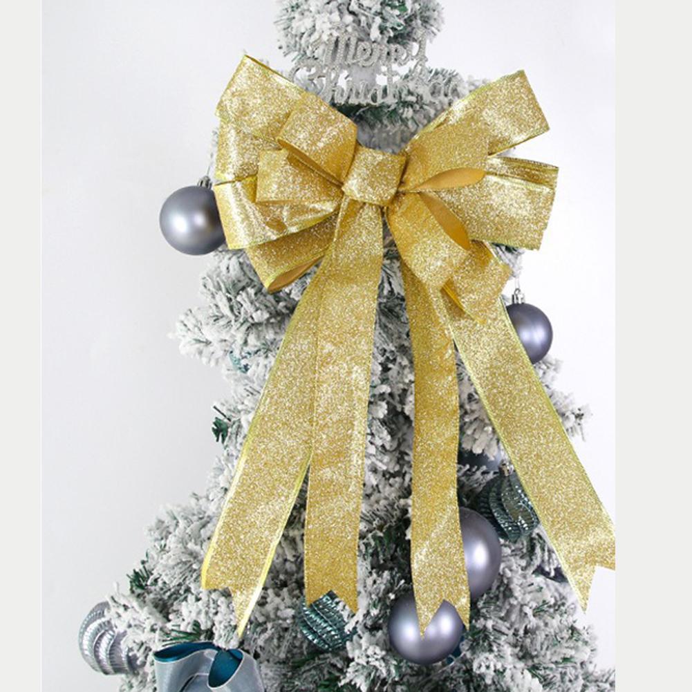 Christmas Celebration Tree Top Decoration Christmas Tree Bow Decoration Reusable Bow Versatile Holiday Decor Wired Ribbon Bow