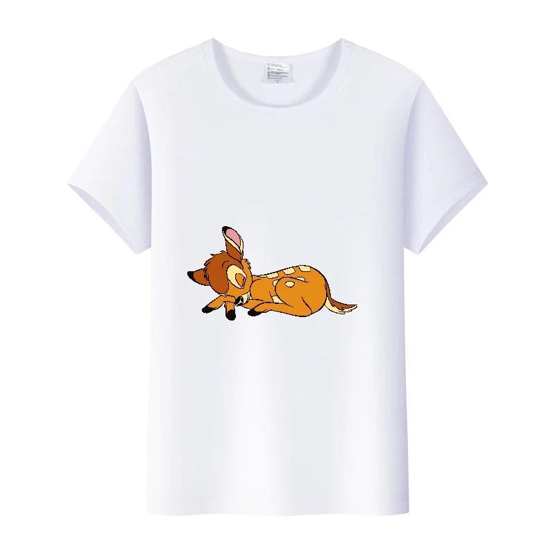 Mode Bluse Disney Cartoon Bambi Mädchen T-Shirts Sommer Crop Tops Ästhetisch Y2K Harajuku Kurzarm Kleidung Für Frauen T-Shirts