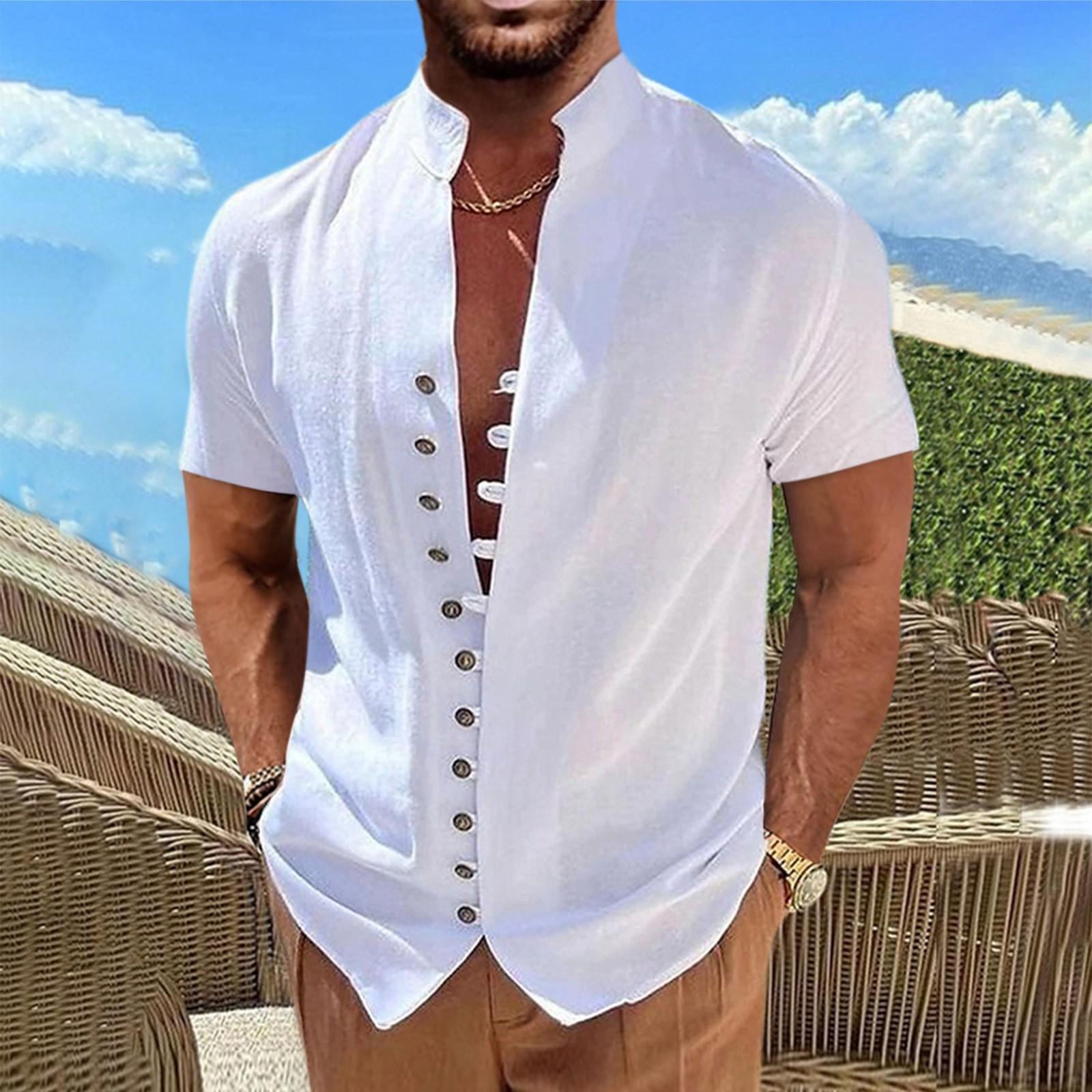 

Новая мужская повседневная свободная рубашка в стиле ретро с короткими рукавами и принтом XL белый