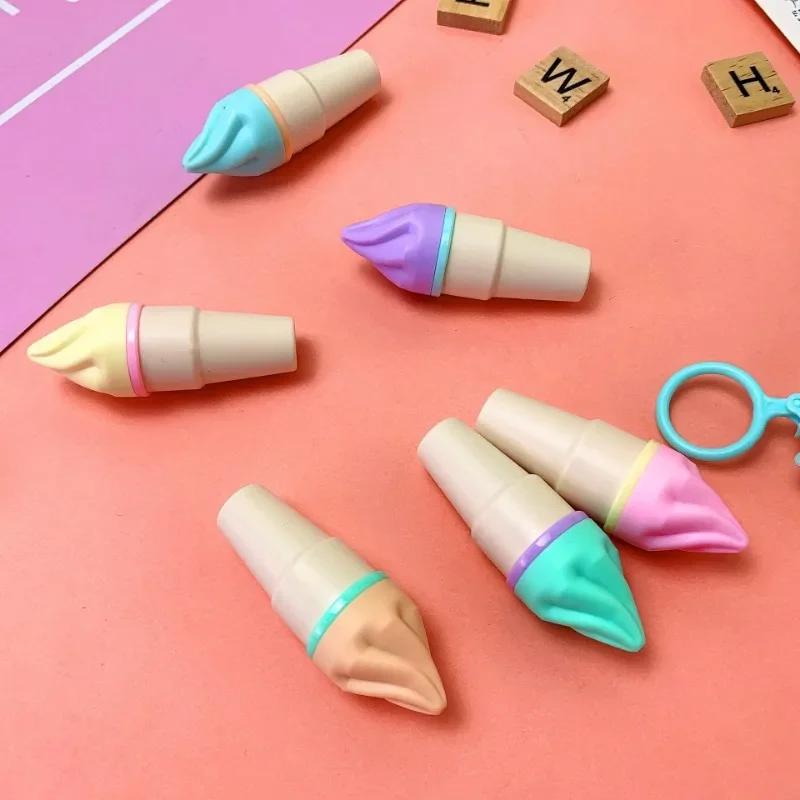 6 ks Roztomilá sada zvýrazňovačů v podobě zmrzliny Mini popisovače Školní potřeby pro děti Nástroj na kreslení a malování pro studenty Školní potřeby pro studenty Nové