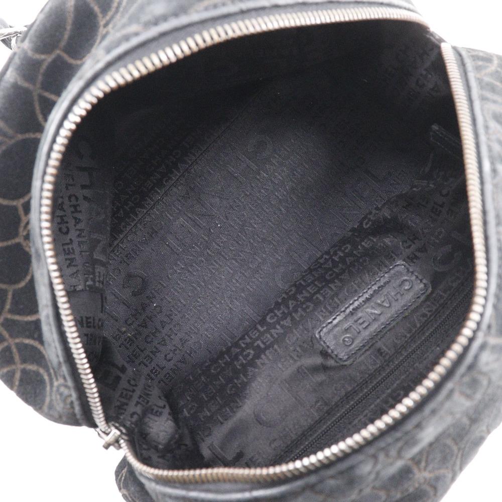 CHANEL Camelia Tote Bag ChainShoulder black Suede Women Used